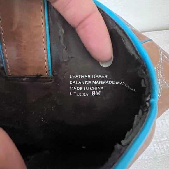 Franco Sarto Pointy Cowboy Western Block Heels Leather Boots 8M Brown Festival - Picture 7 of 9